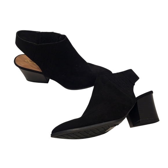 Qupid womens black pointed toe slingback chunky heel bootie size  8.5 - Picture 1 of 11
